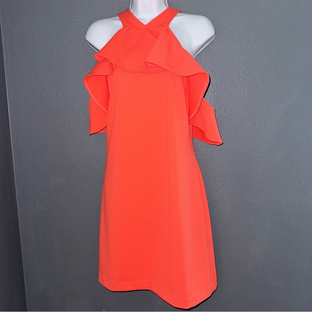 Trina Turk Jurnee Cold Shoulder Ruffle Dress Womens 14 - Picture 5 of 9